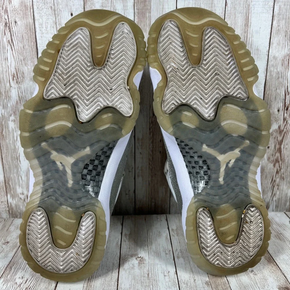Jordan 11 Retro Vast Grey Silver White Glitter AR0715-100 Kids Size 7.5Y